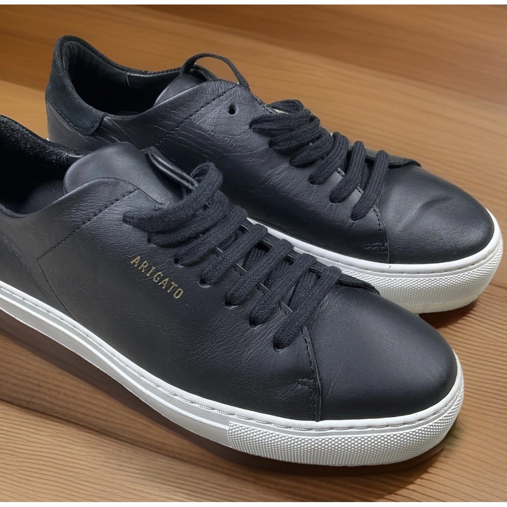 Axel Arigato Clean 90 Sneakers Shoes Leather Black White Gold 98122 Women Sz 6.5